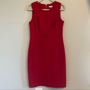 Calvin Klein crepe stretch red sheath pencil dress